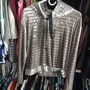 Silverish crop long sleeve velvet size small.
